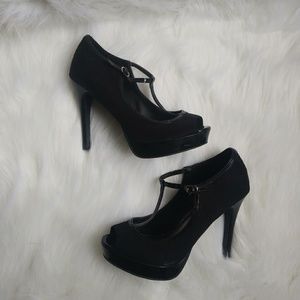 Women's Black Peep Toe High Heels